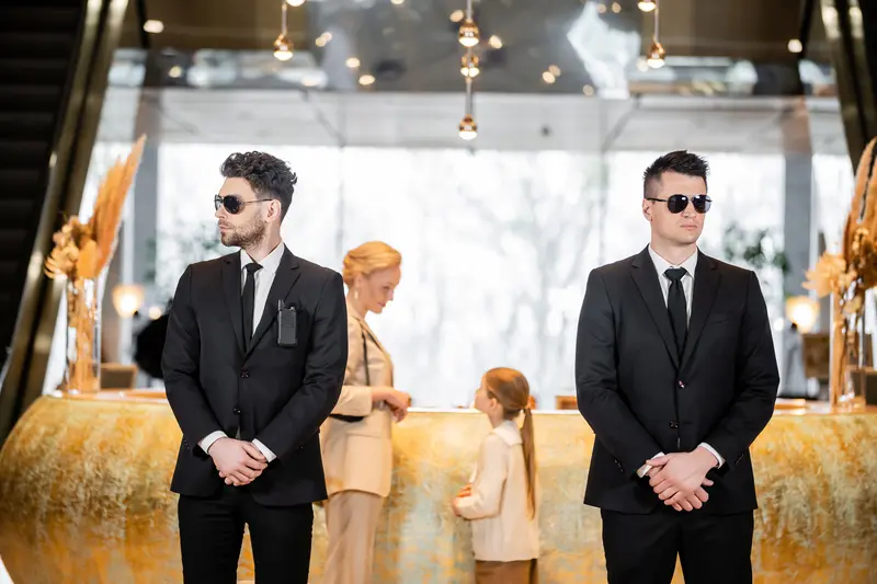 Close-protection officers on duty